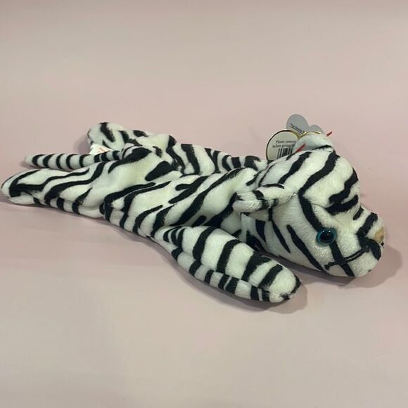 1996 Vintage Ty Beanie Baby Blizzard the White Tiger Excellent Condition 9” NWT - Picture 6 of 12